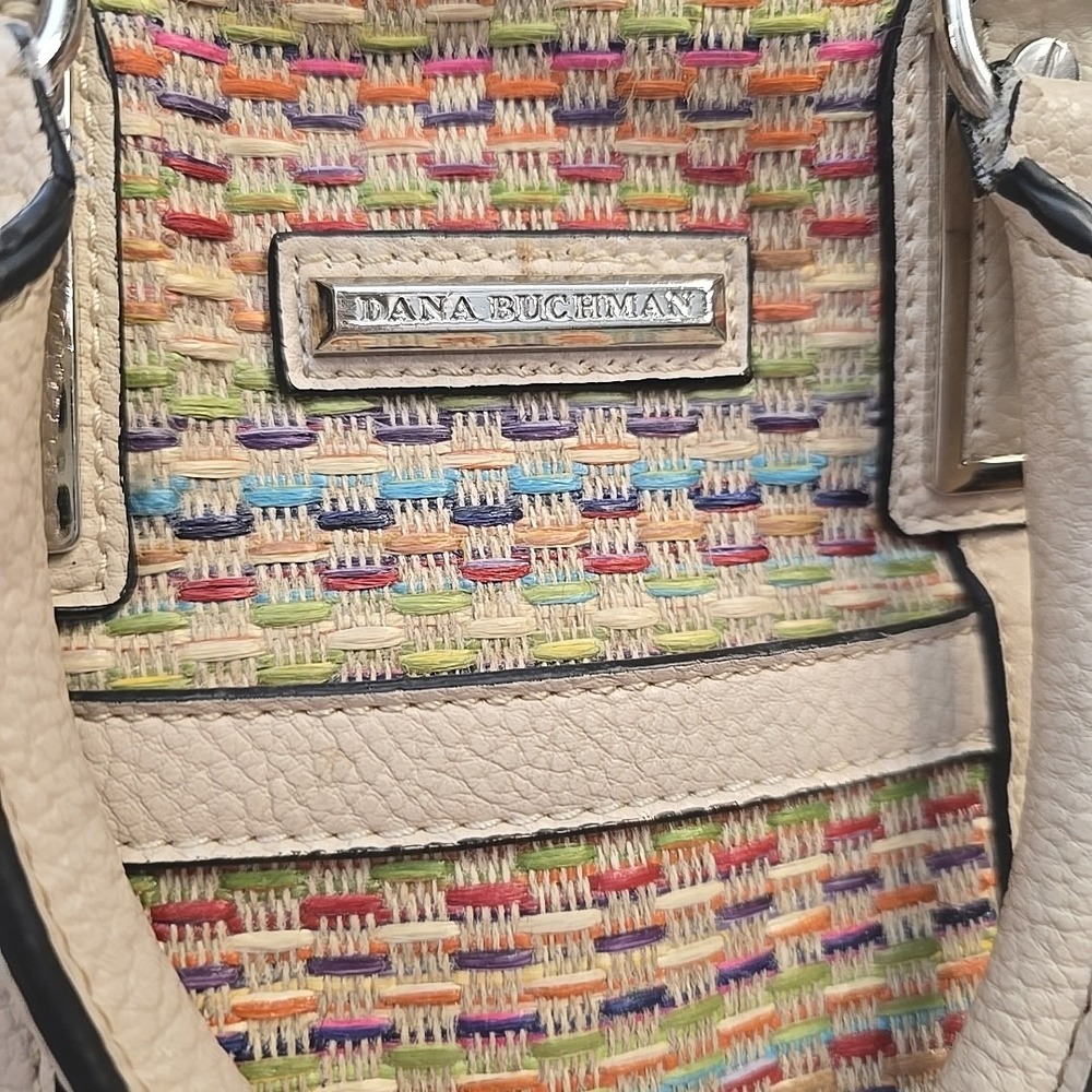 Dana Buchman Straw Tote Bag Crossbody Purse Cream Multicolor Weave Coastal Boho - Picture 2 of 11